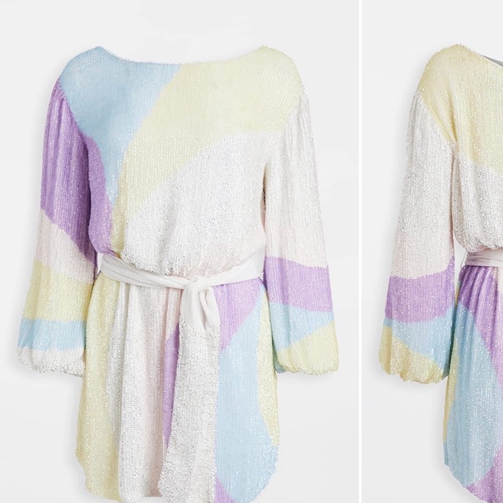 Retrofete Grace Sequin Dress Multi Color Swirl, Size Small